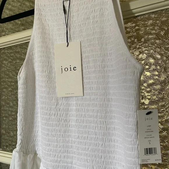 NWT Joie Smocked Midi Dress Lory Size Small in Bright White - Picture 5 of 5